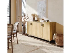 Aparador, mueble de cocina de 4 puertas, para entrada, salón, cocina, dormitorio, 160 x 35 x 80 cm