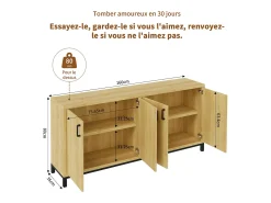 Aparador, mueble de cocina de 4 puertas, para entrada, salón, cocina, dormitorio, 160 x 35 x 80 cm