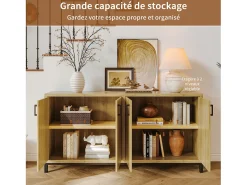 Aparador, mueble de cocina de 4 puertas, para entrada, salón, cocina, dormitorio, 160 x 35 x 80 cm