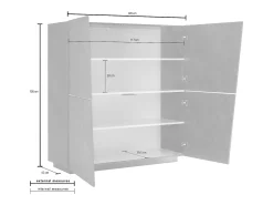 Aparador mueble salón vestíbulo 120 cm 4 compartimentos blanco brillante Vega Home