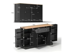 Aparador multifuncional – Aparador de 138 cm con cajón, puertas con estantes regulables, diseño moderno (138x47x80 cm)