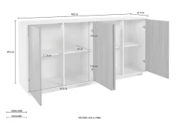 Aparador móvil salón cocina 180cm diseño moderno blanco Ceila