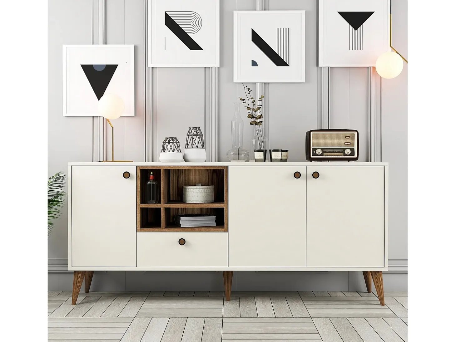 Aparador Napoli crema 180x35x81 cm
