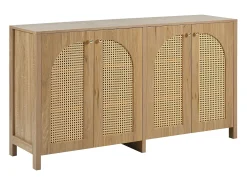 Aparador Natural - Aparador con 4 puertas de ratán y tiradores de metal - para comedor y salón