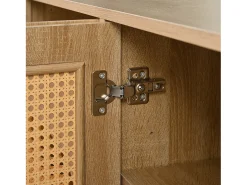 Aparador Natural - Aparador con 4 puertas de ratán y tiradores de metal - para comedor y salón