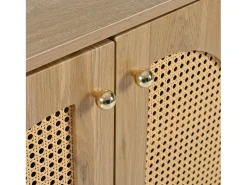 Aparador Natural - Aparador con 4 puertas de ratán y tiradores de metal - para comedor y salón