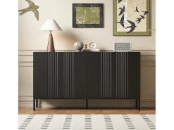 Aparador negro - Aparador con 4 puertas y estantes regulables en altura - para comedor y salón