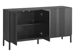 Aparador negro - Aparador con 4 puertas y estantes regulables en altura - para comedor y salón
