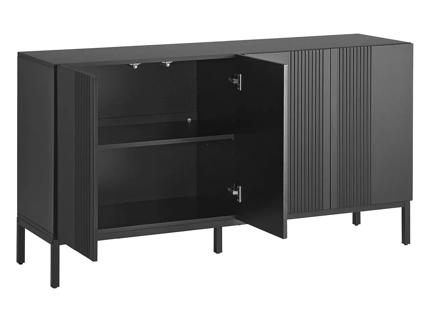 Aparador negro - Aparador con 4 puertas y estantes regulables en altura - para comedor y salón