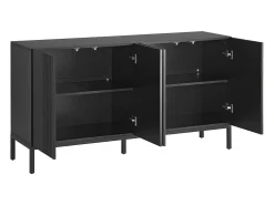 Aparador negro - Aparador con 4 puertas y estantes regulables en altura - para comedor y salón