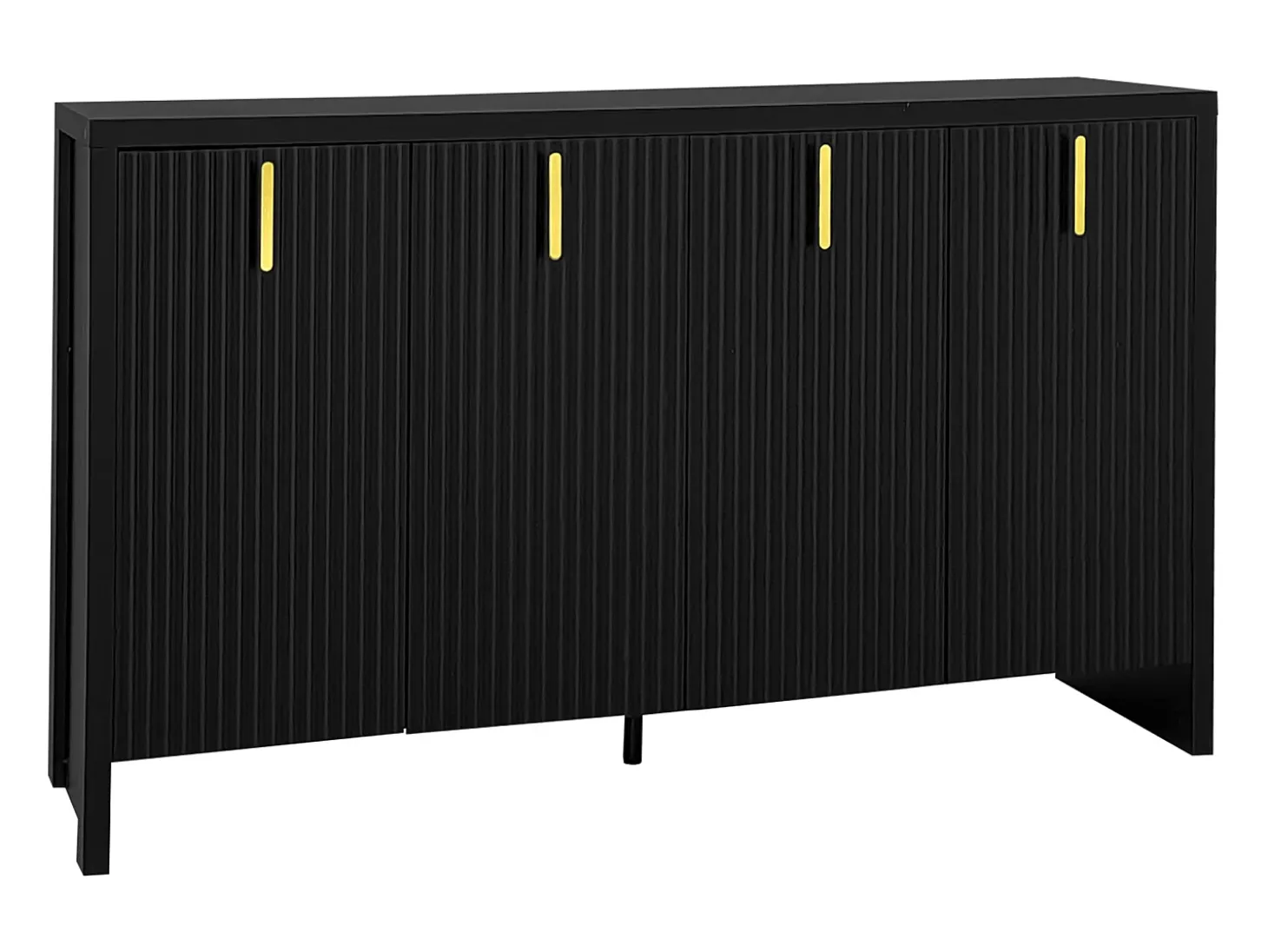 Aparador negro - Aparador de 4 puertas con estantes ajustables - para sala de estar y comedor
