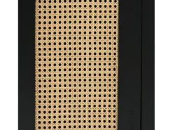 Aparador Negro - Aparador con 4 puertas de ratán y tiradores de metal - para comedor y salón
