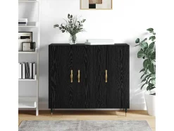 Aparador negro 90 x 34 x 80 cm Madera de ingeniería