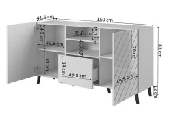 Aparador negro brillante 150 cm diseño Yaka