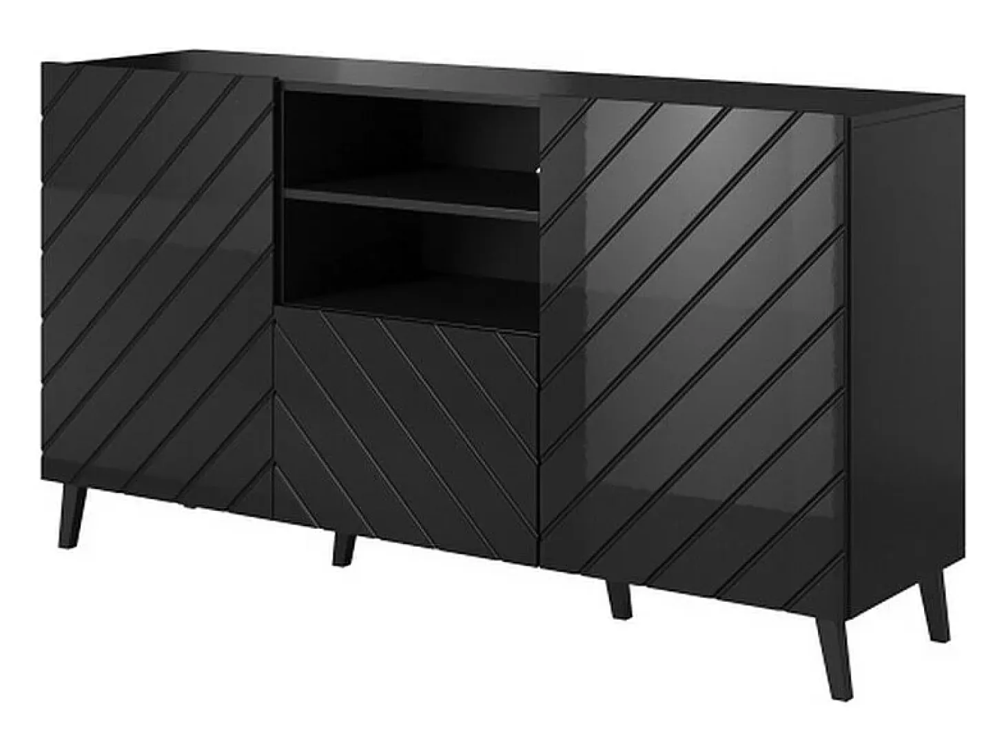 Aparador negro brillante 150 cm diseño Yaka