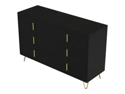 Aparador negro con 6 cajones, cómoda esquinera moderna, ideal para dormitorio, sala de estar u oficina.