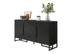 Aparador negro con 2 puertas y 3 cajones - Patrón Chevron