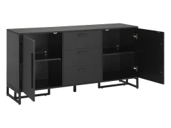 Aparador negro con 2 puertas y 3 cajones - Patrón Chevron