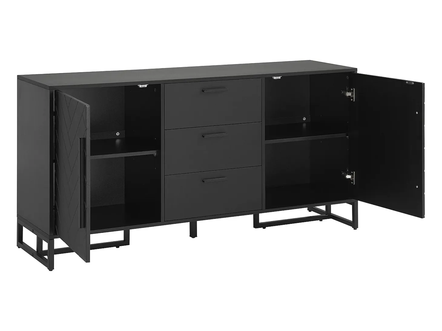 Aparador negro con 2 puertas y 3 cajones - Patrón Chevron