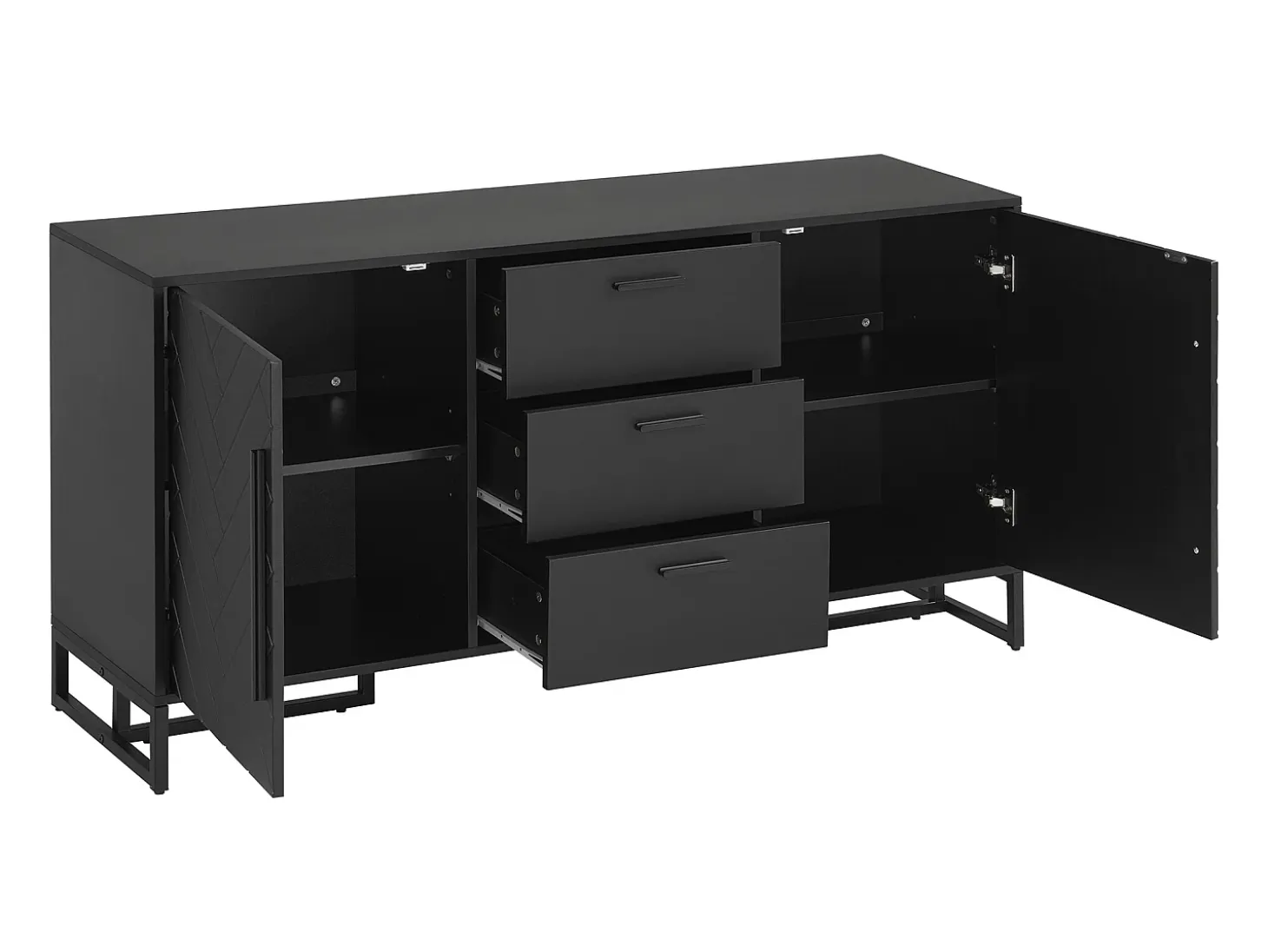 Aparador negro con 2 puertas y 3 cajones - Patrón Chevron