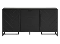 Aparador negro con 2 puertas y 3 cajones - Patrón Chevron