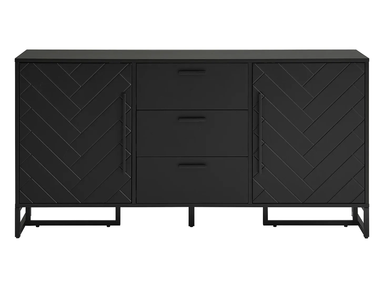 Aparador negro con 2 puertas y 3 cajones - Patrón Chevron