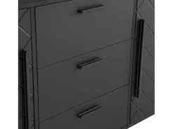Aparador negro con 2 puertas y 3 cajones - Patrón Chevron