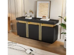 Aparador negro de 3 puertas y estantes regulables - para salón y comedor