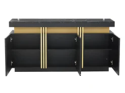 Aparador negro de 3 puertas y estantes regulables - para salón y comedor