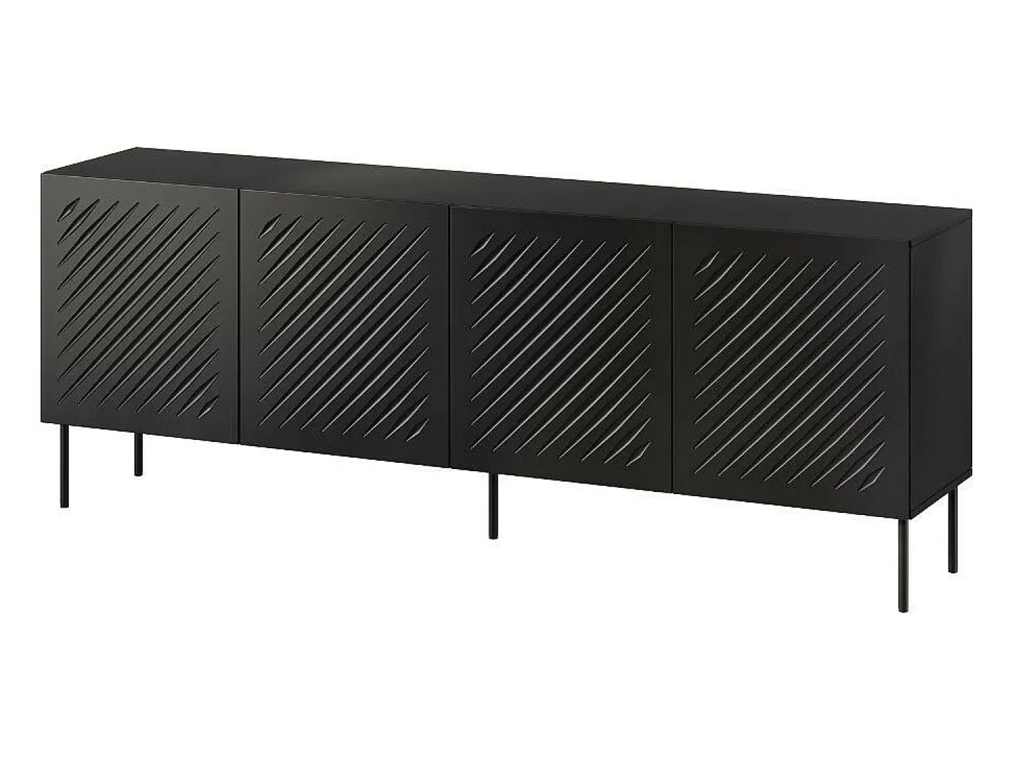 Aparador negro de 4 puertas con relieve 200cm Abys