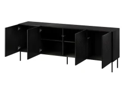 Aparador negro de 4 puertas con relieve 200cm Abys