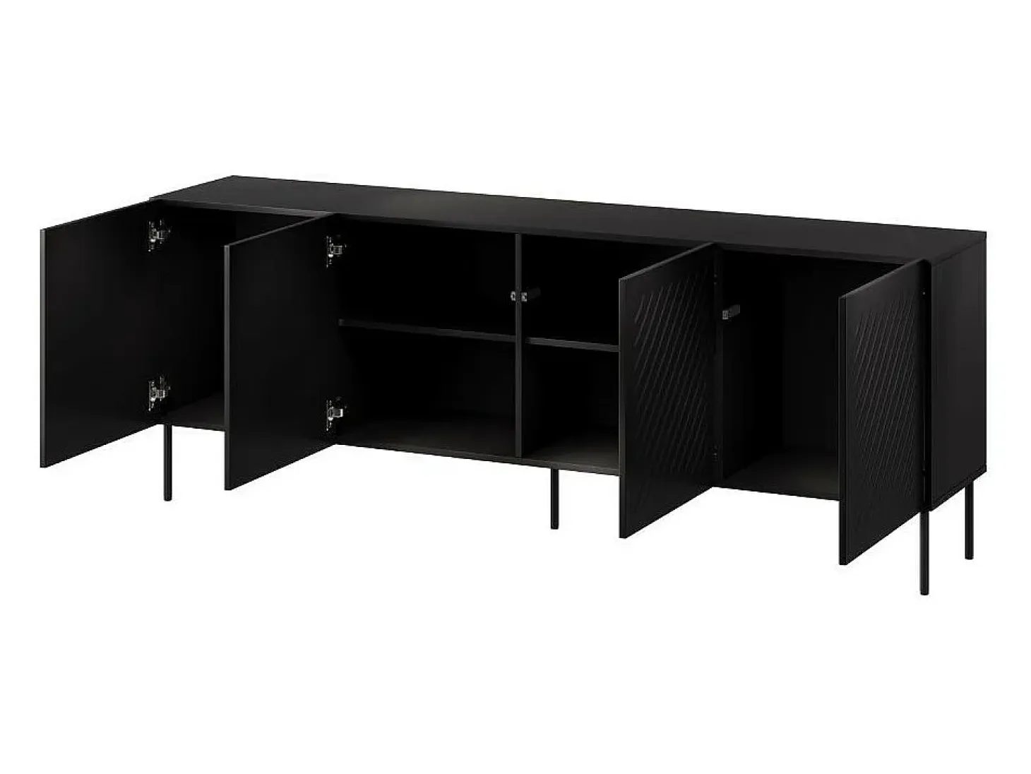 Aparador negro de 4 puertas con relieve 200cm Abys