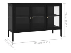 Aparador Negro 105x35x70 cm Acero y cristal