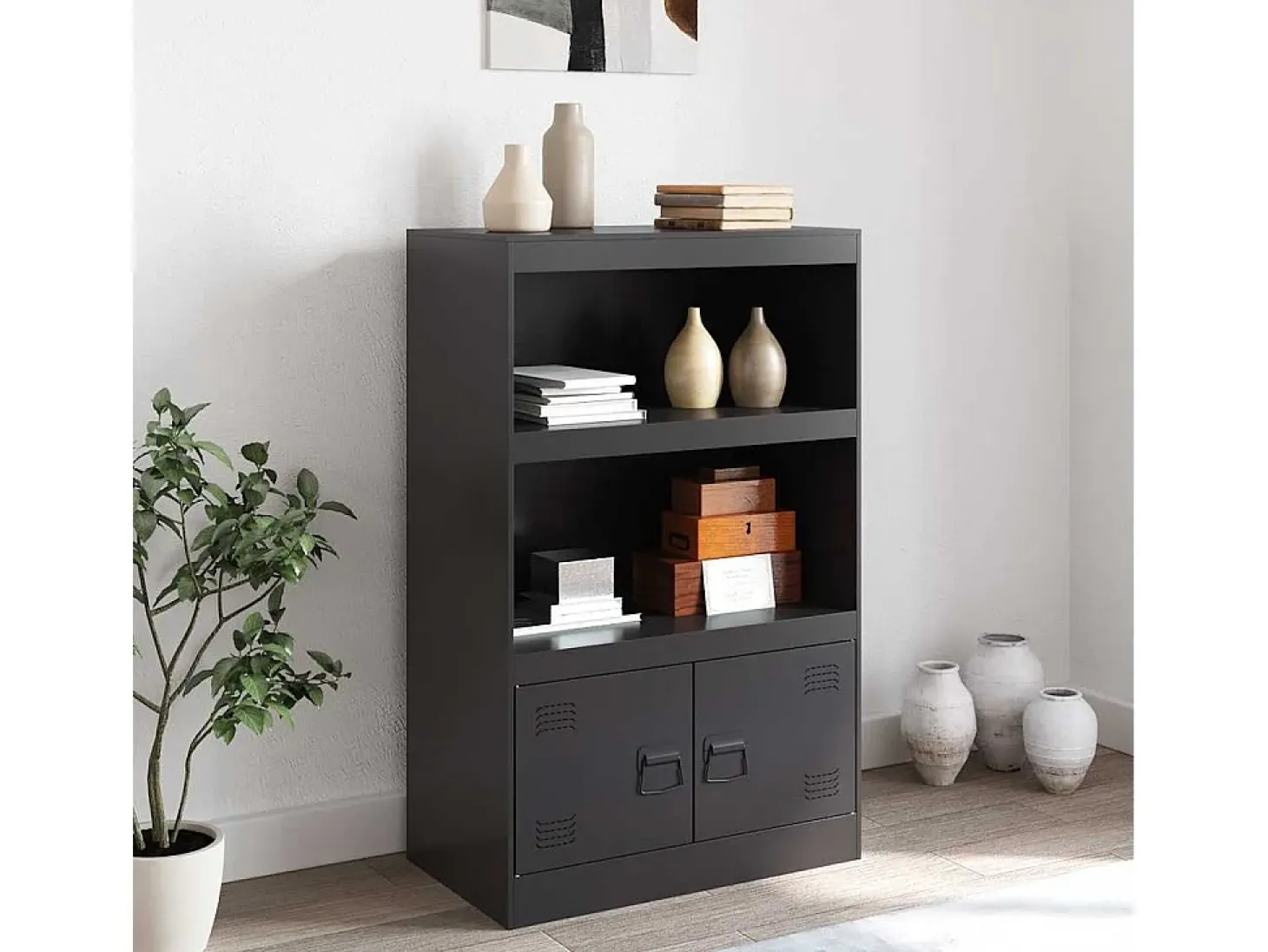 Aparador negro 67x39x107 cm acero