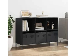 Aparador negro 101,5x39x73,5 cm acero laminado en frío