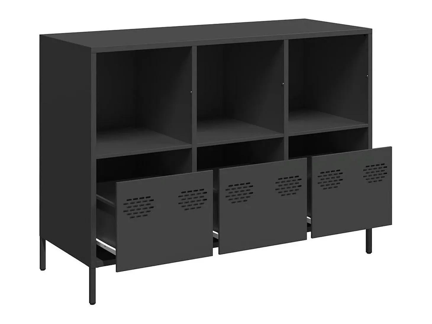 Aparador negro 101,5x39x73,5 cm acero laminado en frío
