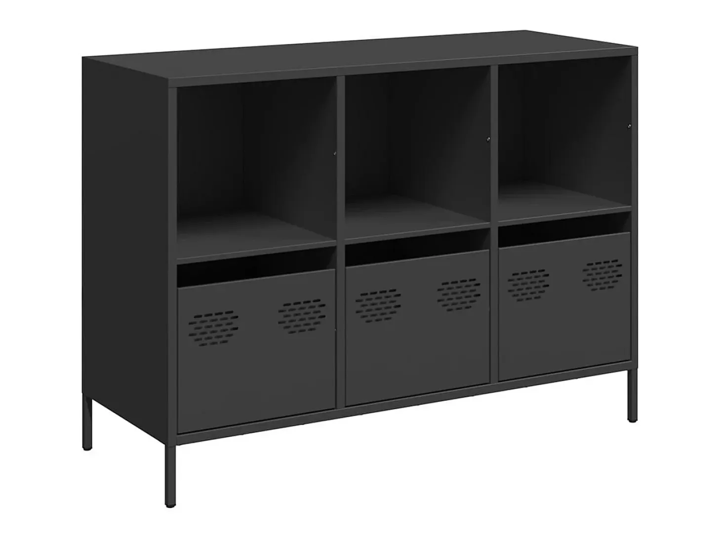 Aparador negro 101,5x39x73,5 cm acero laminado en frío