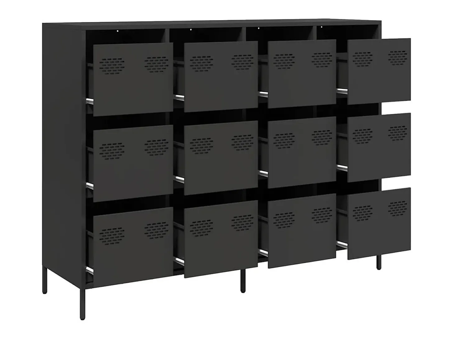 Aparador negro 135x39x103,5 cm acero laminado en frío