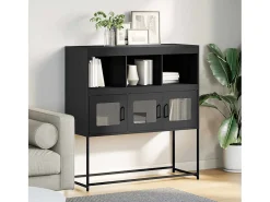 Aparador negro 100,5x39x107 cm acero laminado en frío