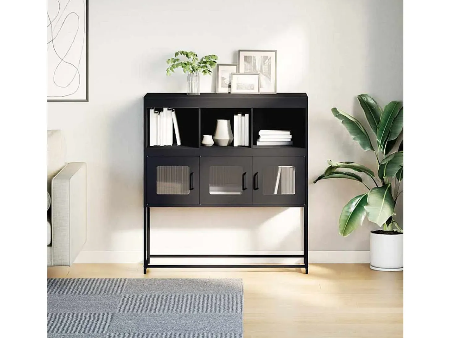 Aparador negro 100,5x39x107 cm acero laminado en frío