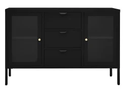 Aparador Negro 105x35x70 cm Acero y cristal templado