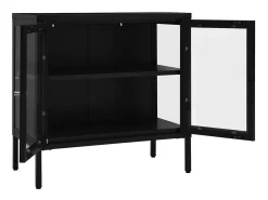 Aparador Negro 70x35x70 cm Acero y cristal