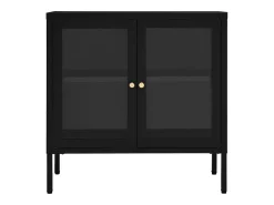 Aparador Negro 70x35x70 cm Acero y cristal