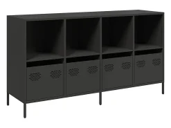 Aparador negro 135x39x73,5 cm acero laminado en frío