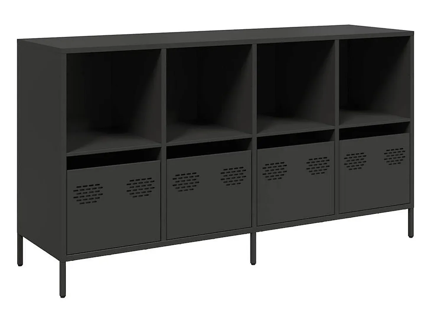 Aparador negro 135x39x73,5 cm acero laminado en frío