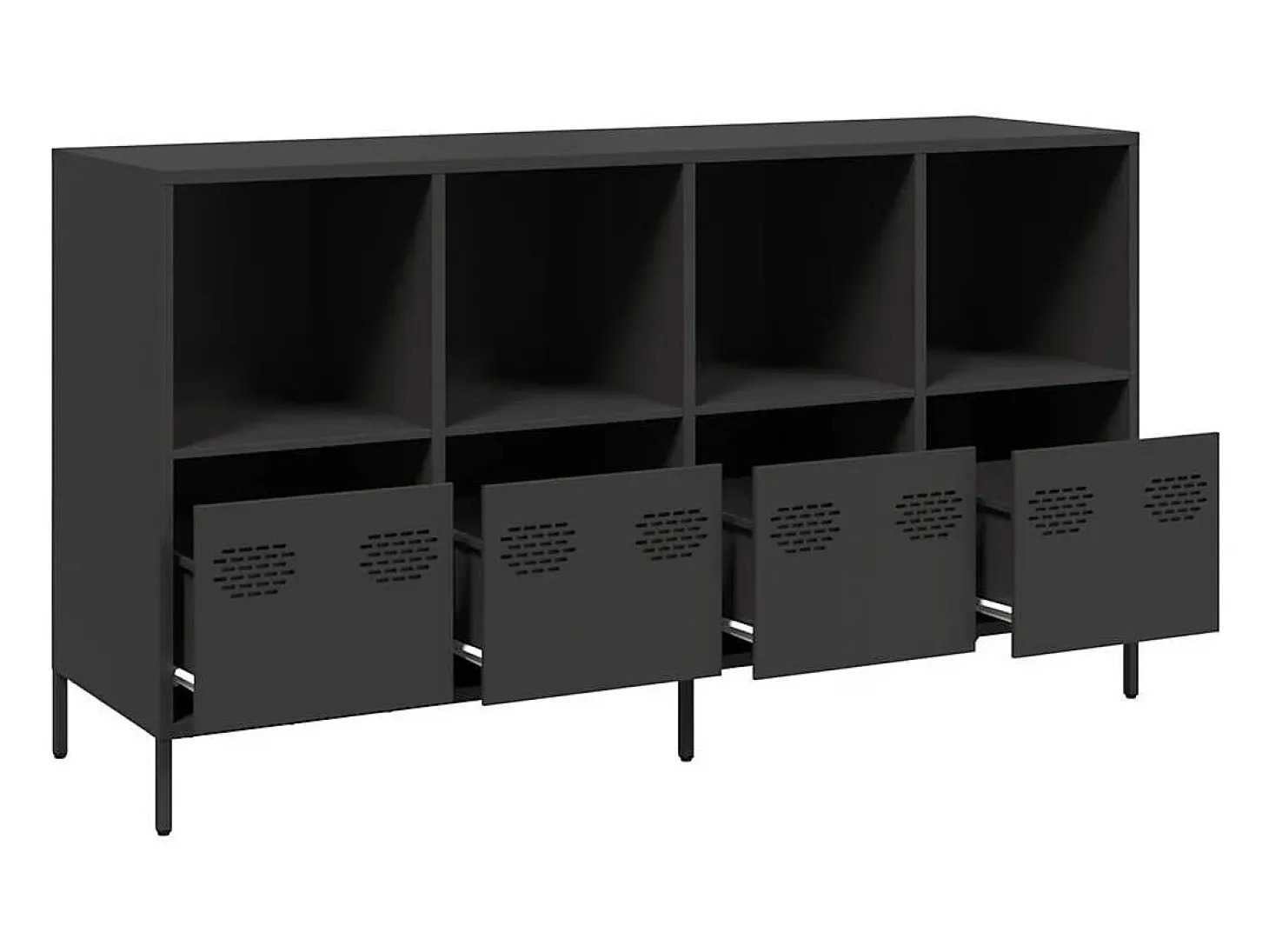 Aparador negro 135x39x73,5 cm acero laminado en frío