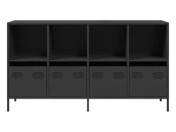 Aparador negro 135x39x73,5 cm acero laminado en frío