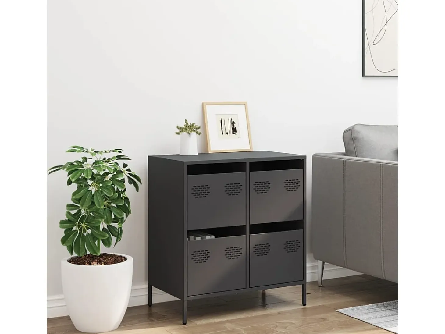 Aparador negro 68x39x73,5 cm acero laminado en frío