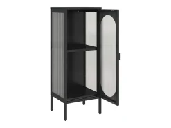 Aparador negro 40x35x105 cm cristal y acero
