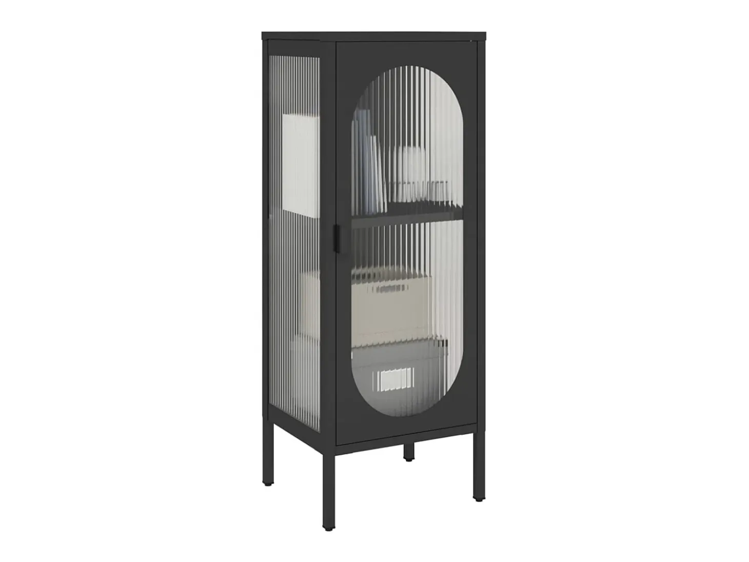 Aparador negro 40x35x105 cm cristal y acero
